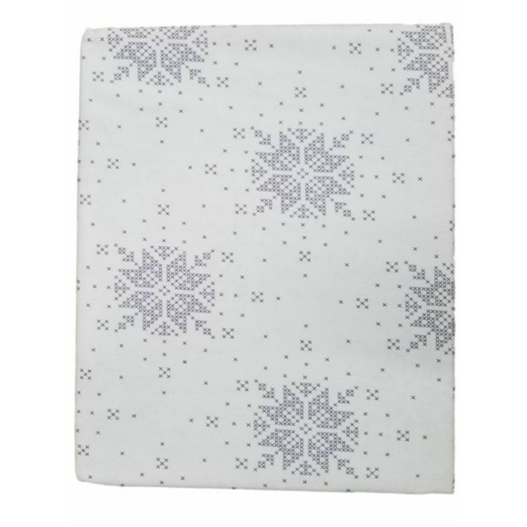Bee & Willow TWIN Size Sheet Set Heavyweight Flannel White Gray Snowflake - Picture 4 of 4